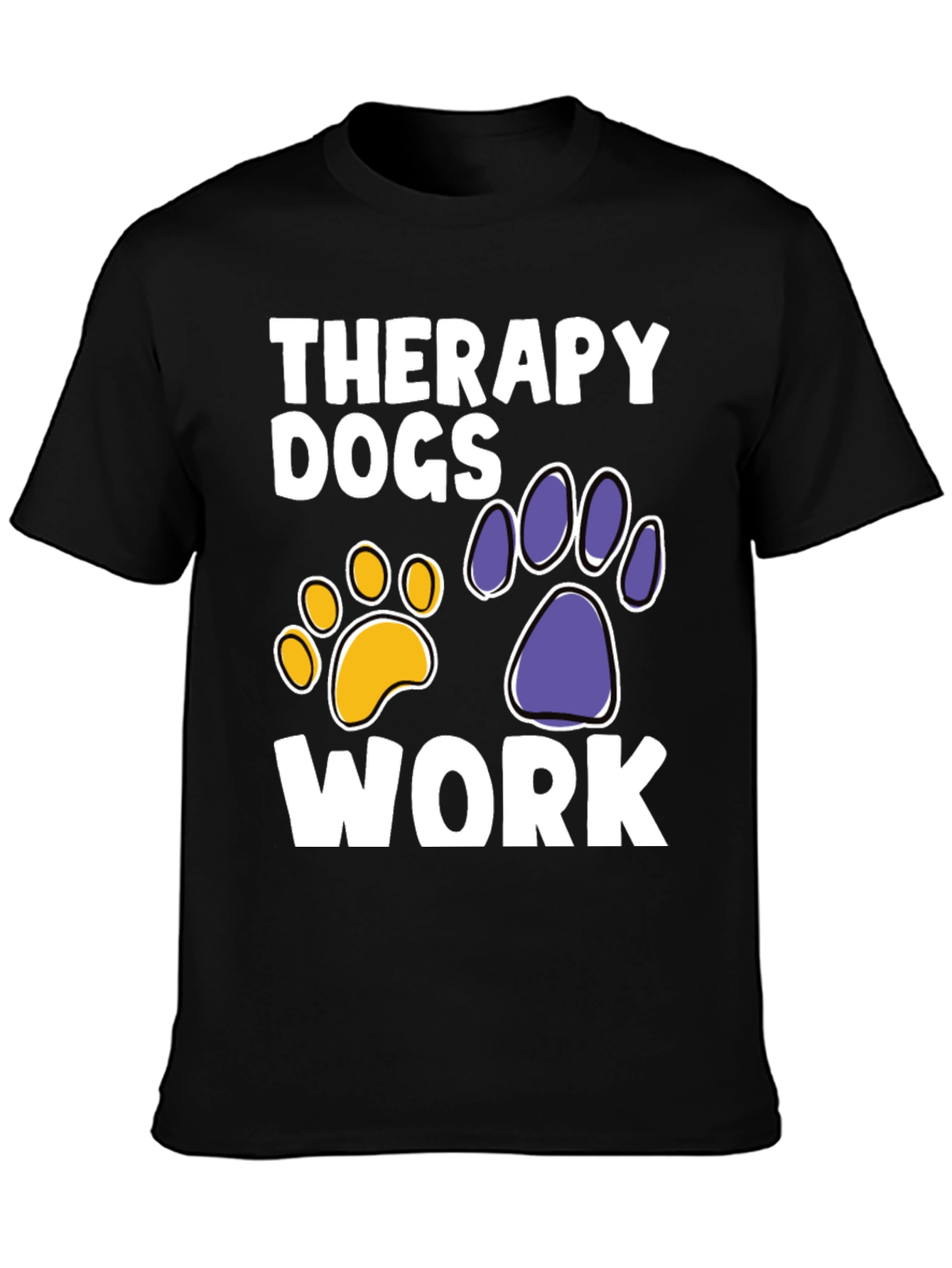 Therapy Dogs Work T-Shirt Paw Print Graphic Tee