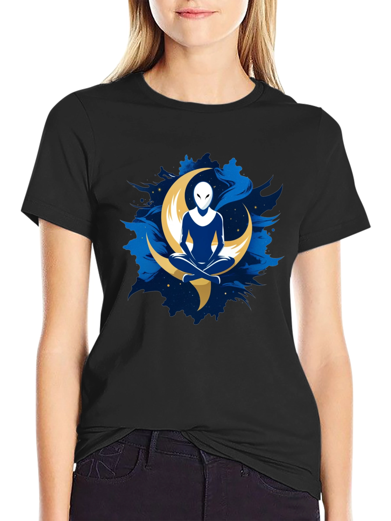 Alien Moon Meditation T-Shirt - Black