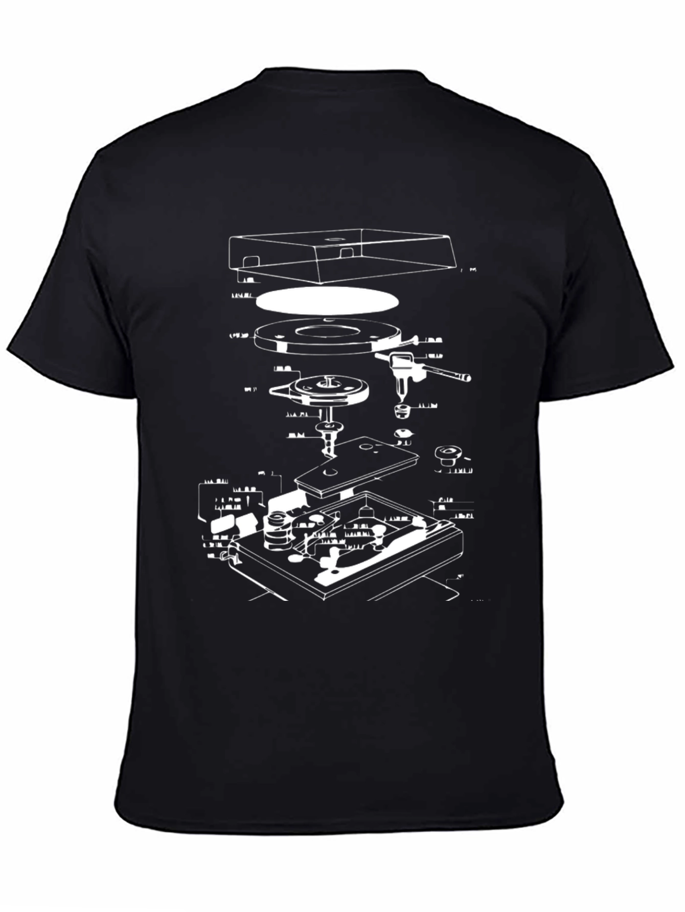 Retro Turntable Schematic Graphic T-Shirt