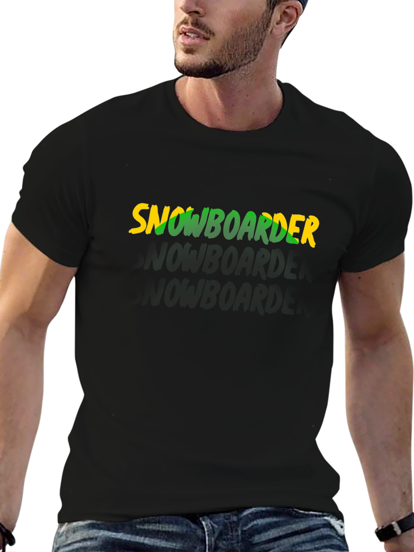 Snowboarder Graphic Tee - Stylish Black Cotton T-Shirt