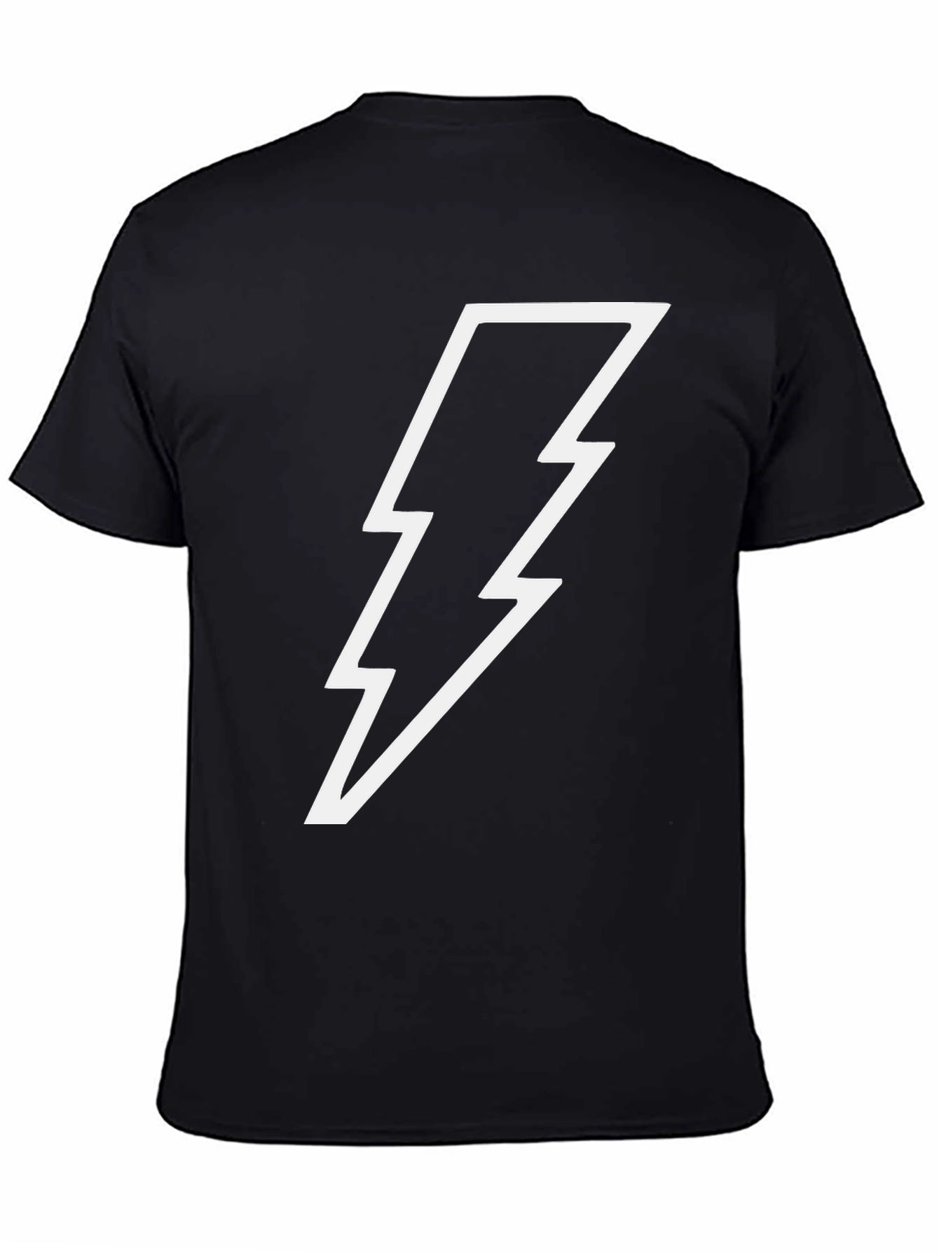Black T-Shirt with White Lightning Bolt Design