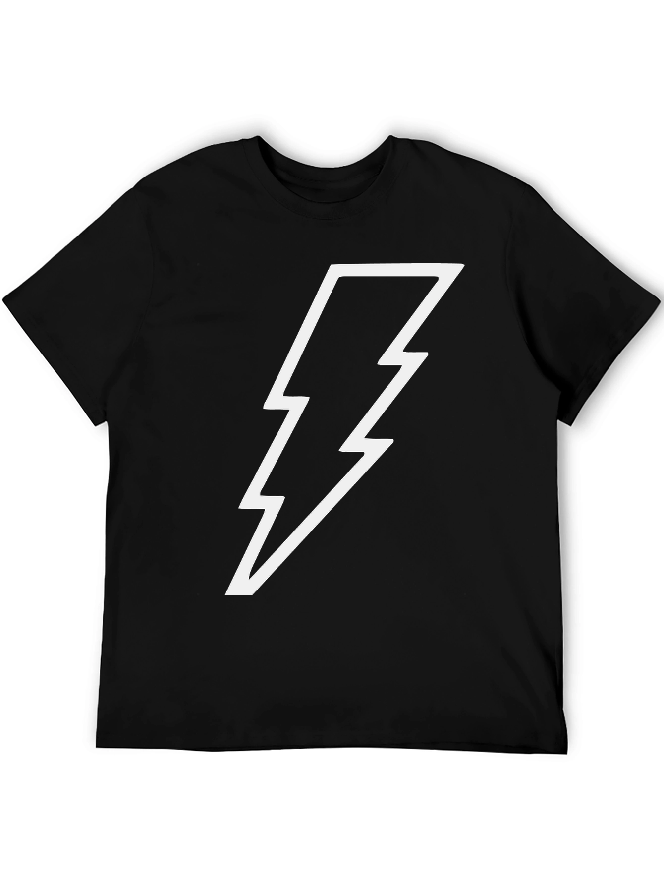 Black T-Shirt with White Lightning Bolt Design