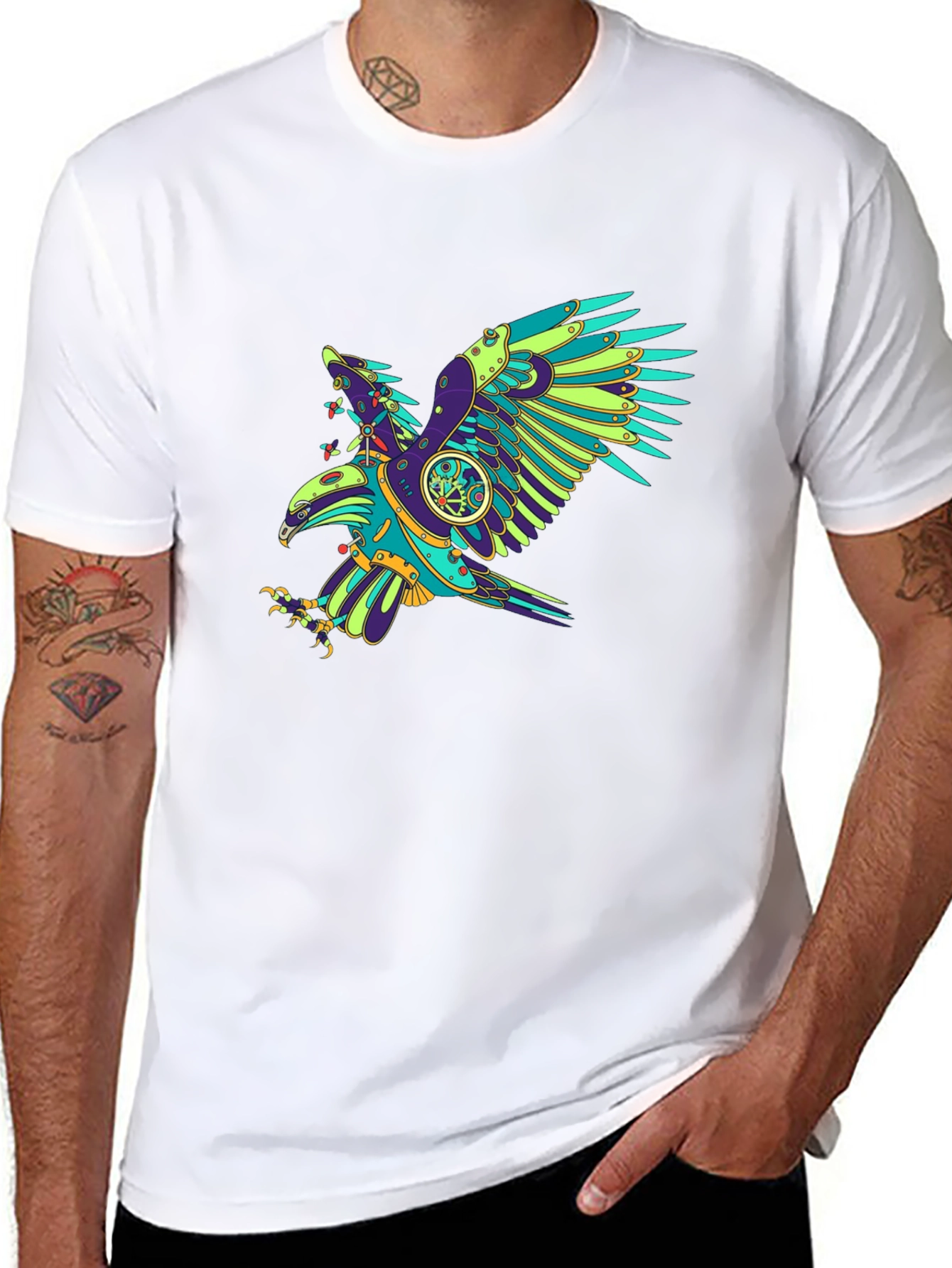 Steampunk Eagle Graphic Tee - Black T-Shirt