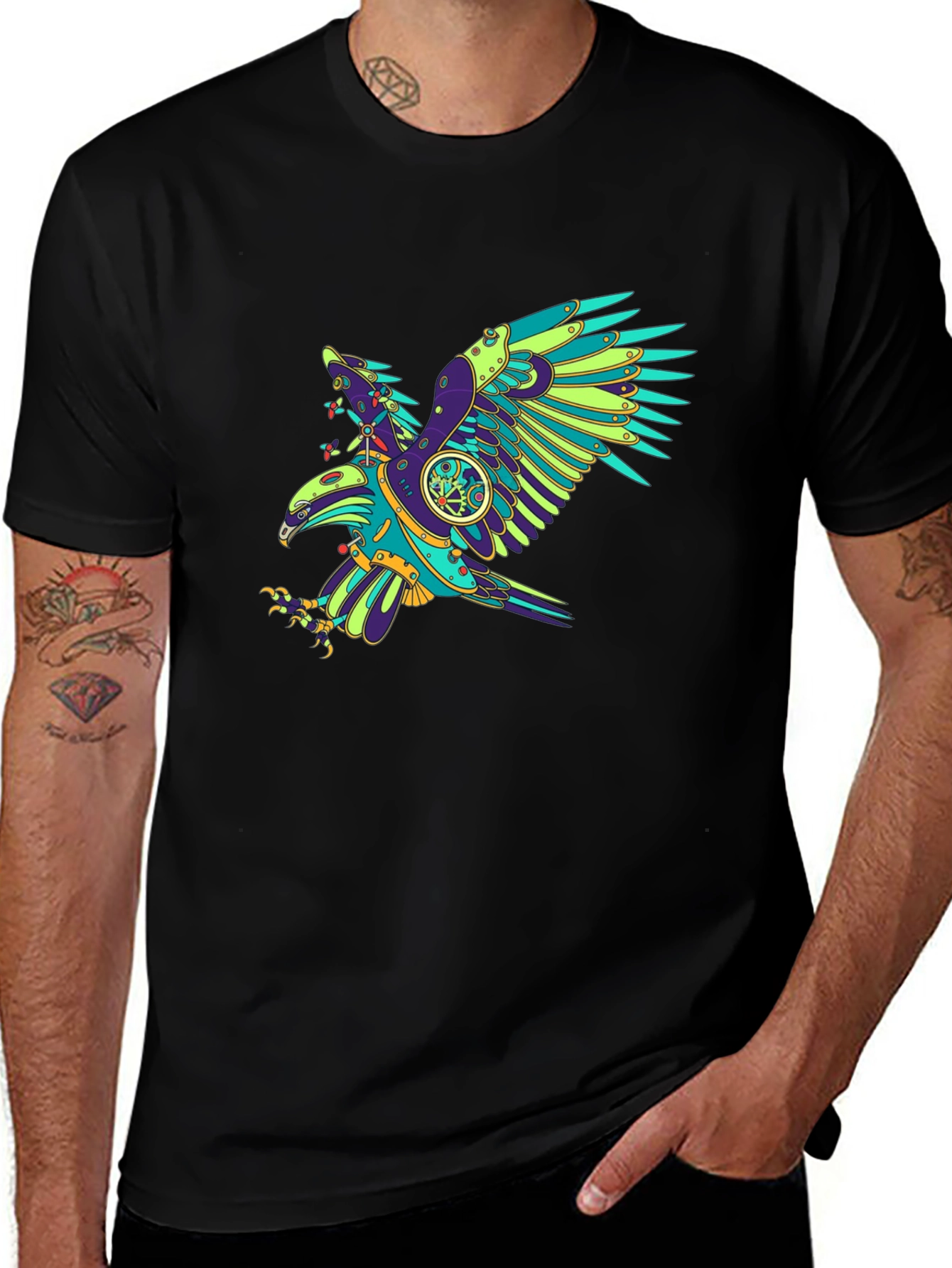 Steampunk Eagle Graphic Tee - Black T-Shirt