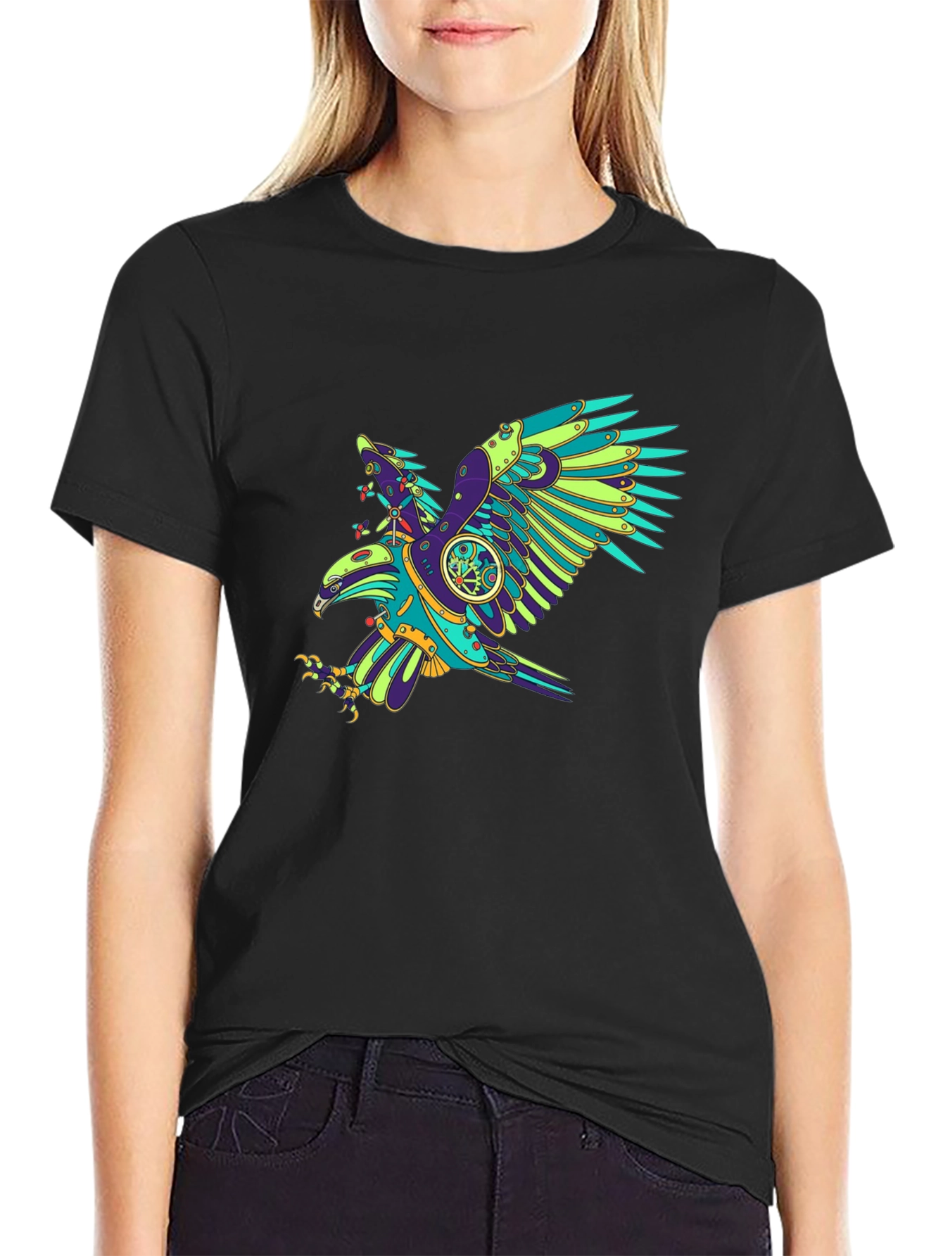 Steampunk Eagle Graphic Tee - Black T-Shirt