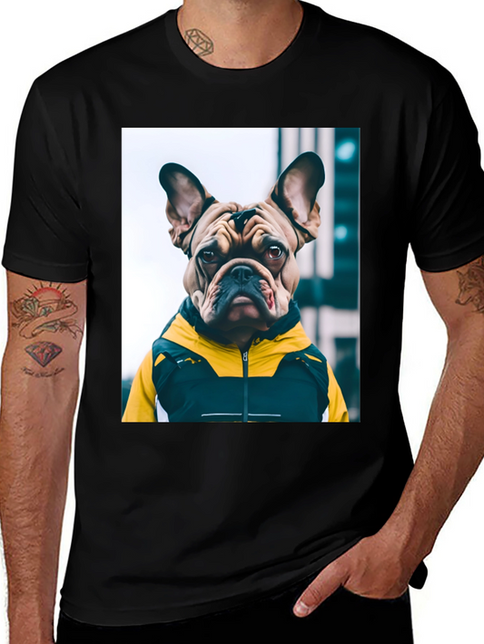 Bulldog in Hoodie Graphic Tee - Urban Cool