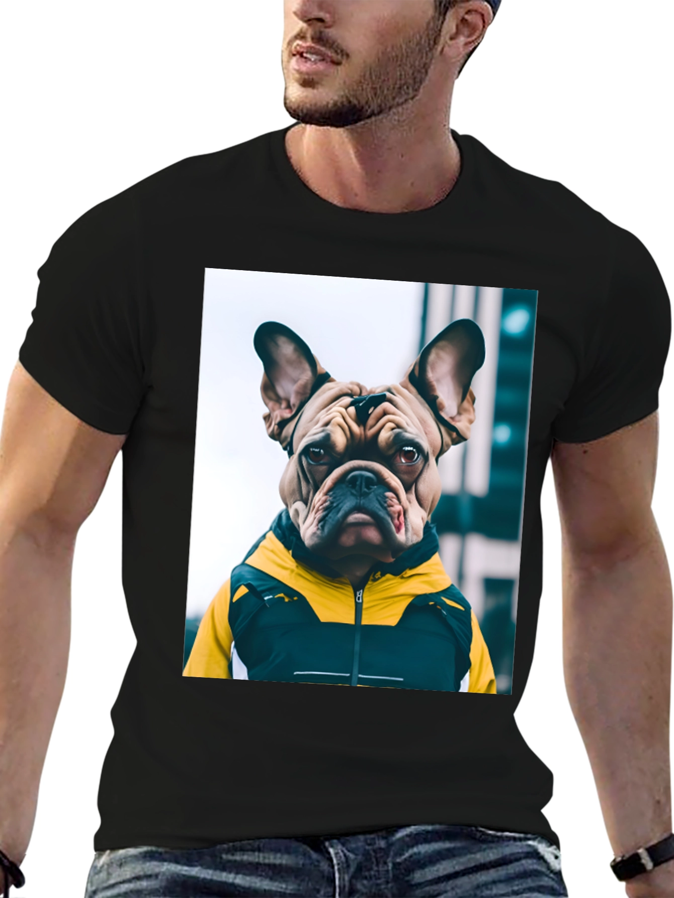 Bulldog in Hoodie Graphic Tee - Urban Cool