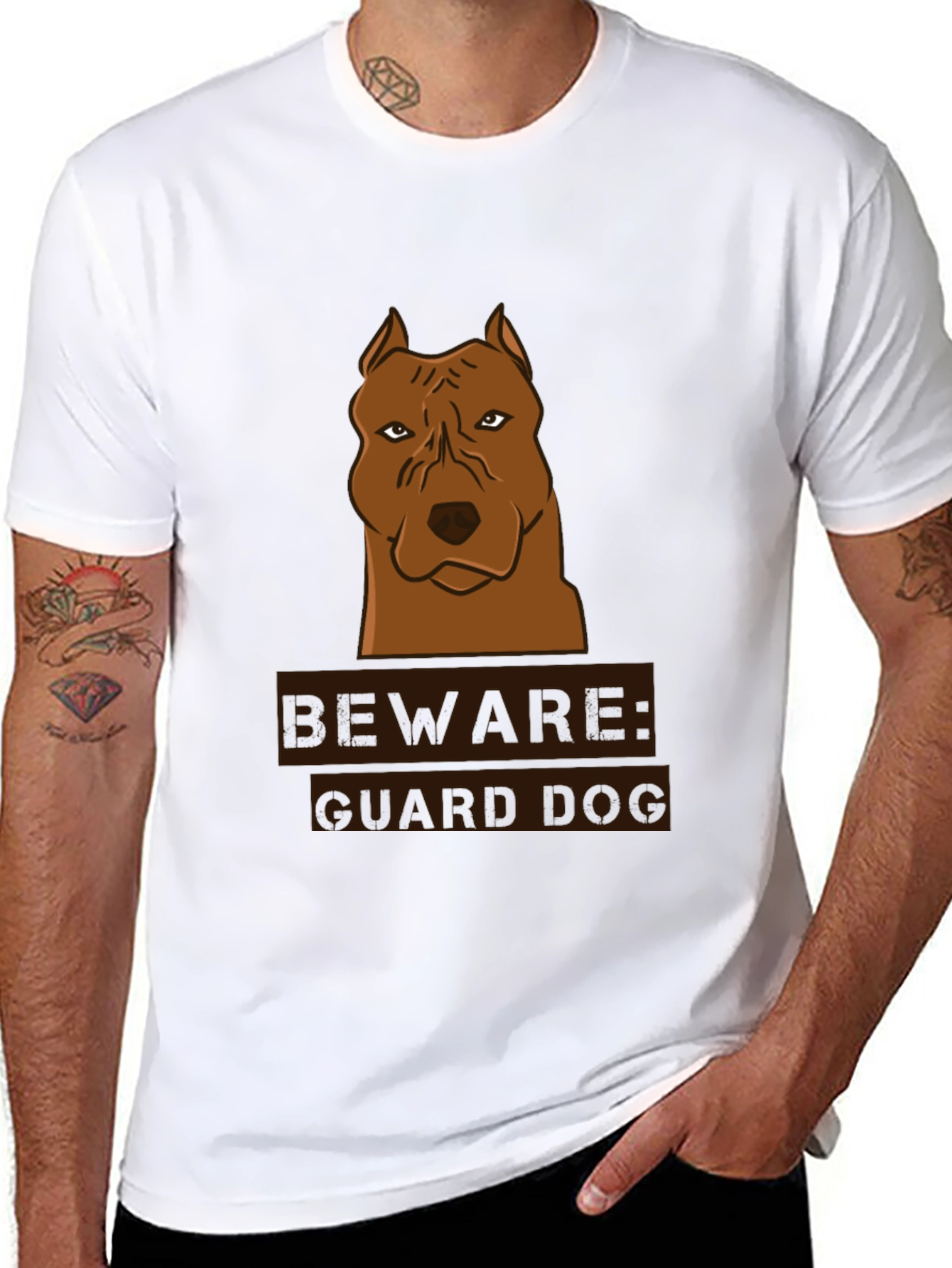 Beware Guard Dog Graphic T-Shirt