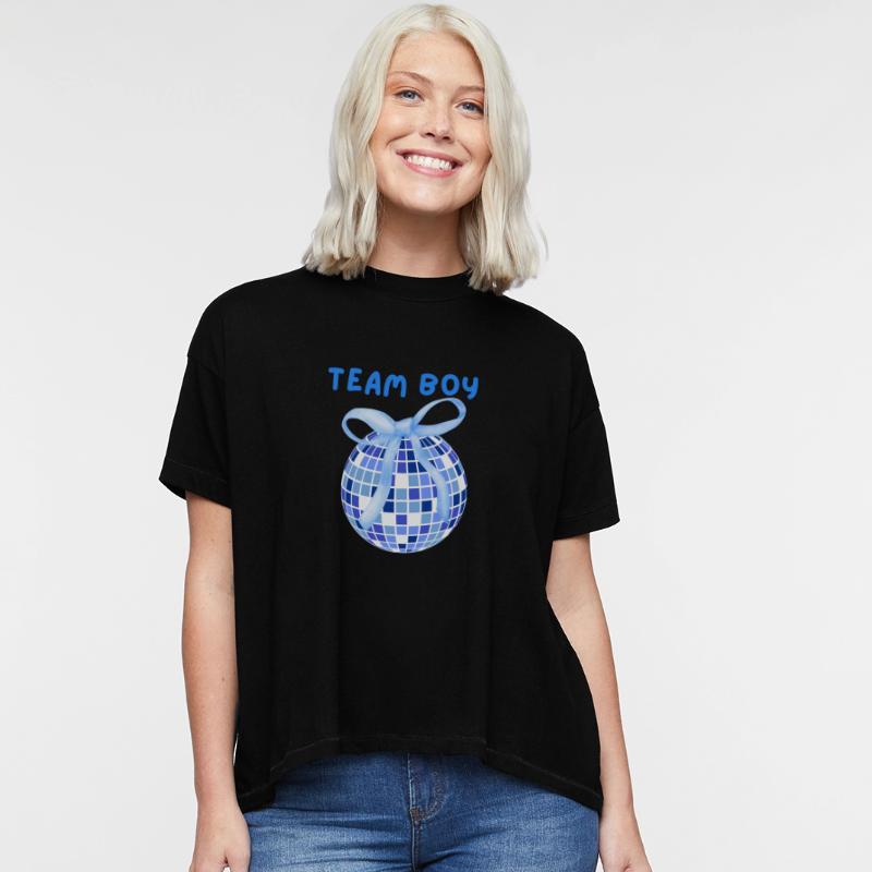 Team Boy Pregnancy Announcement Blue Disco Ball
