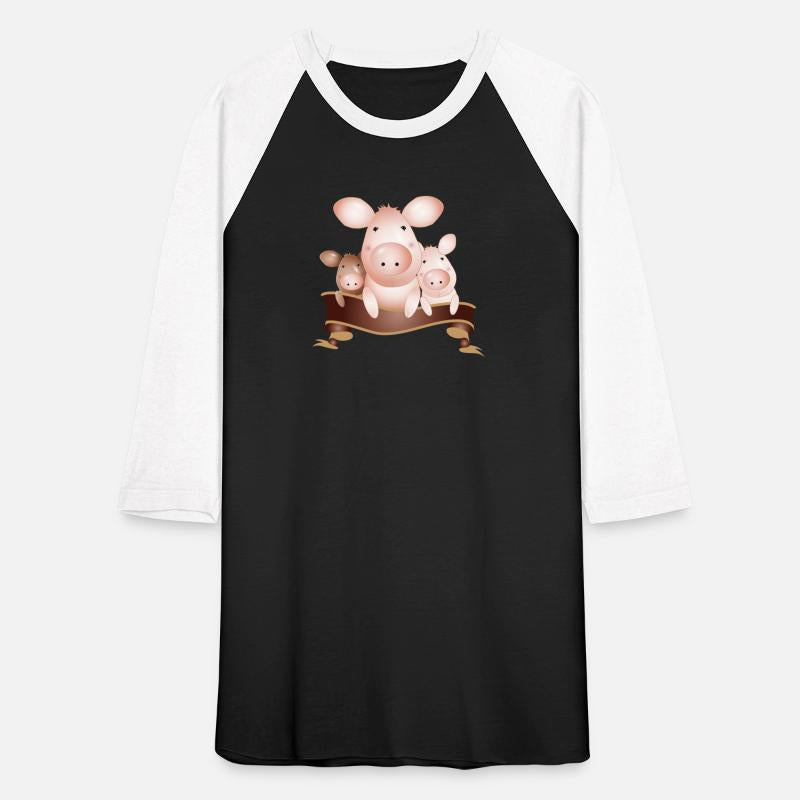 three adorable cute pigs with banner