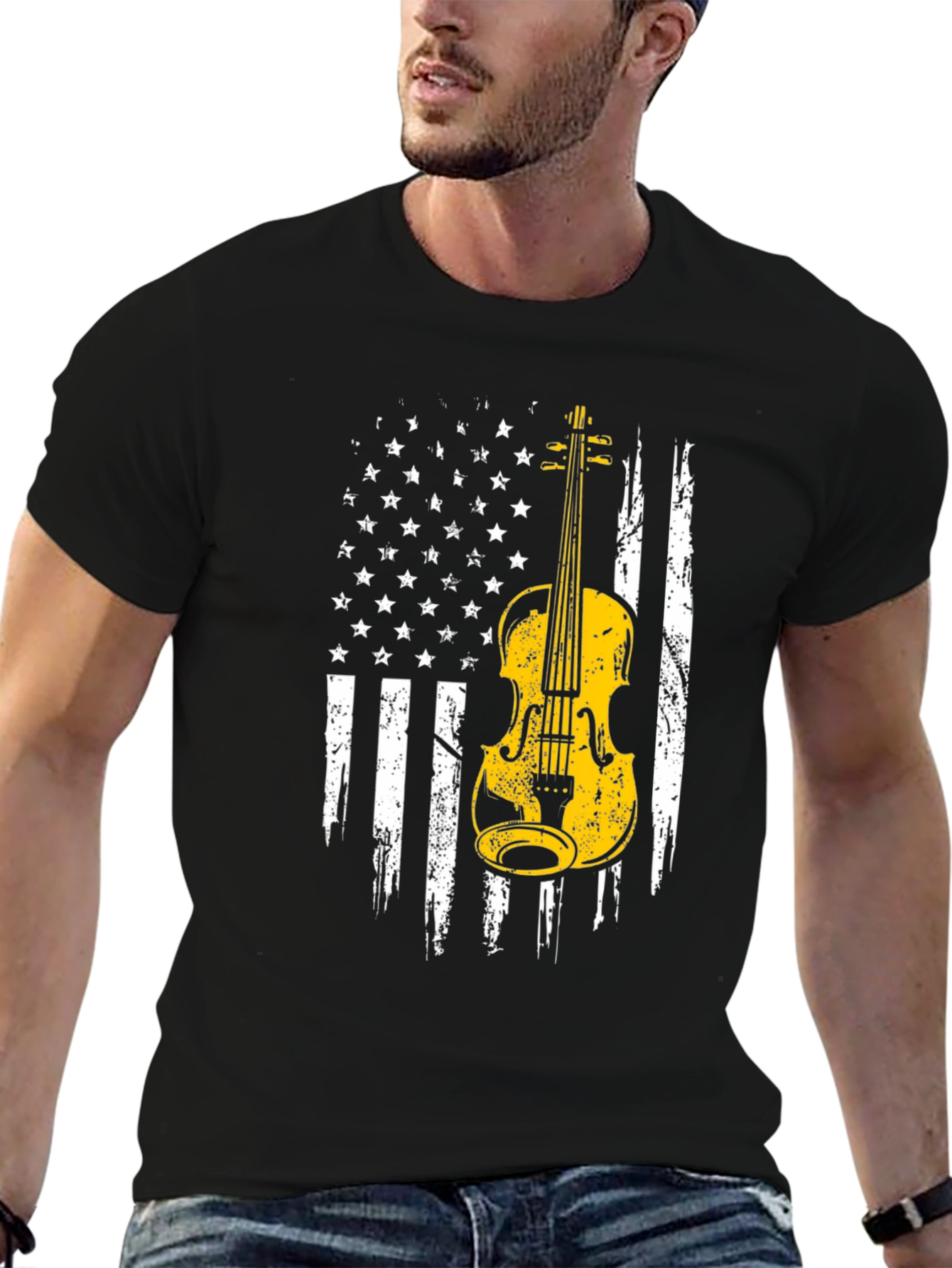 Violin American Flag Graphic Tee