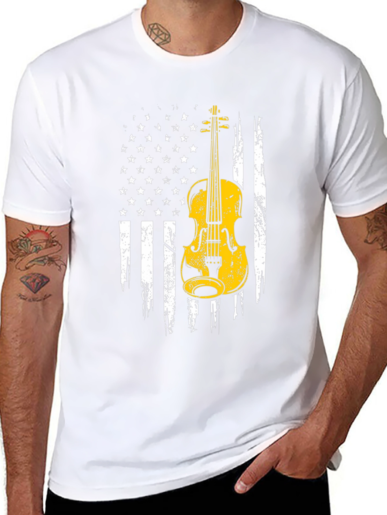 Violin American Flag Graphic Tee