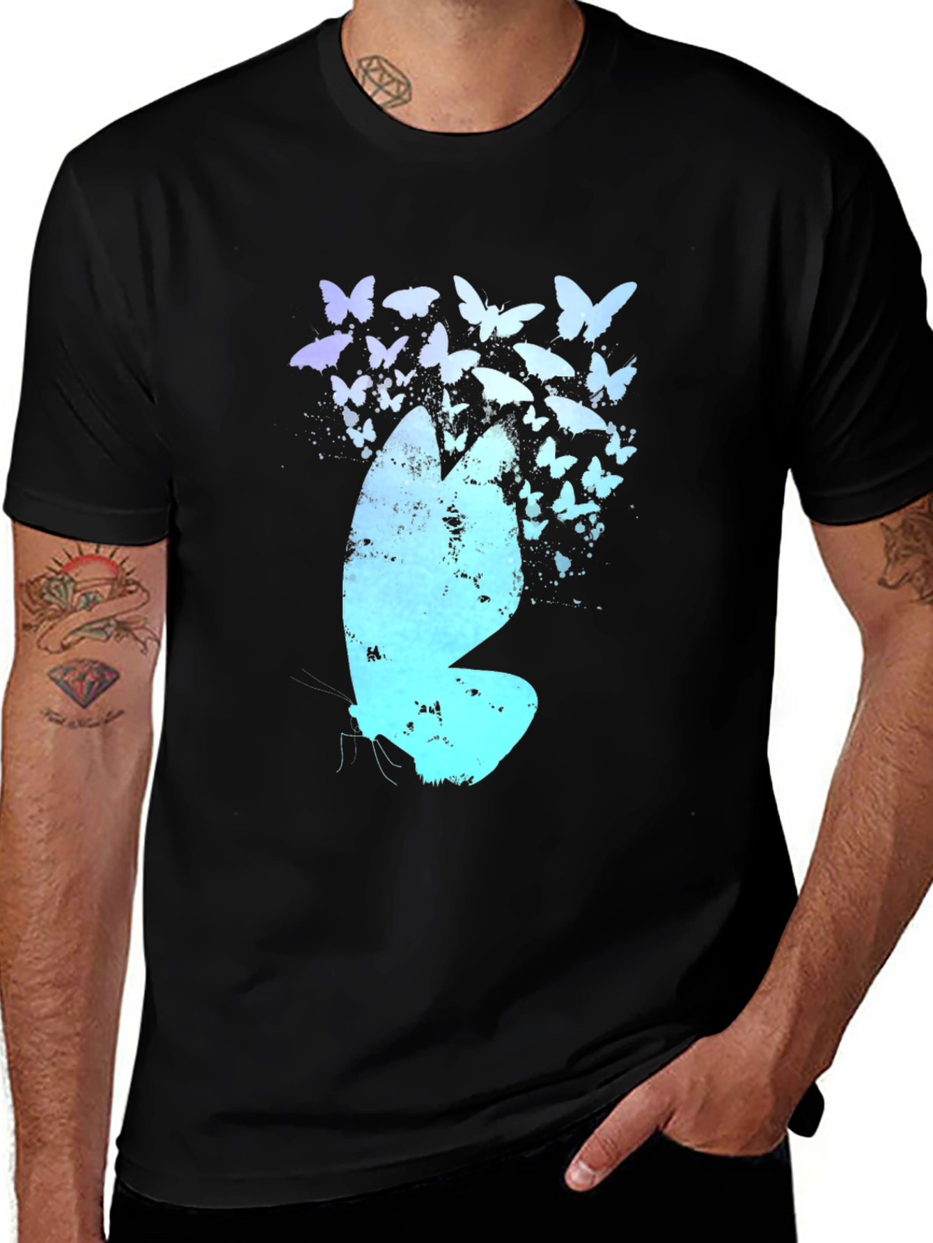 Butterfly Effect Graphic Tee - Black Cotton Blend Shirt