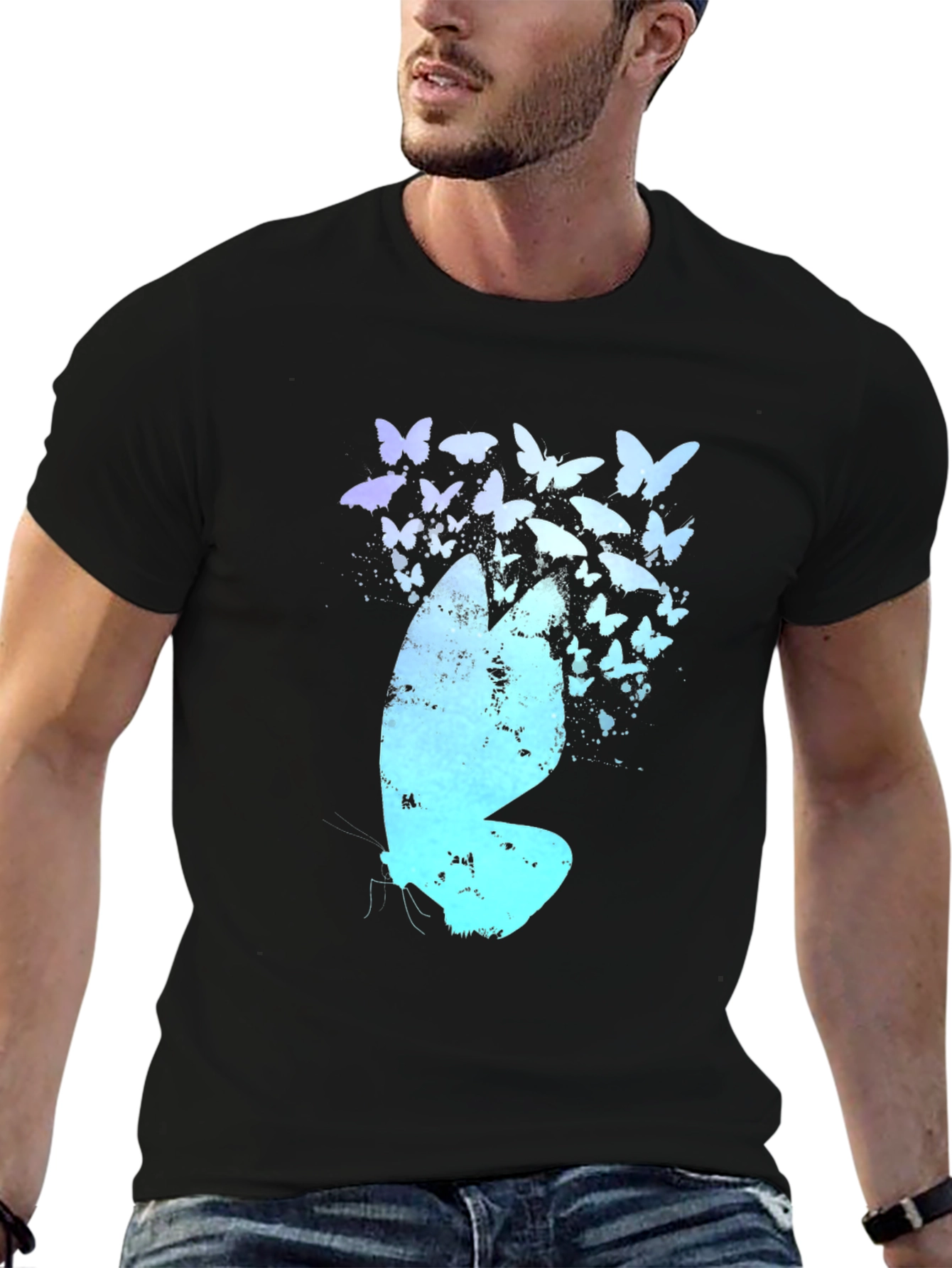 Butterfly Effect Graphic Tee - Black Cotton Blend Shirt