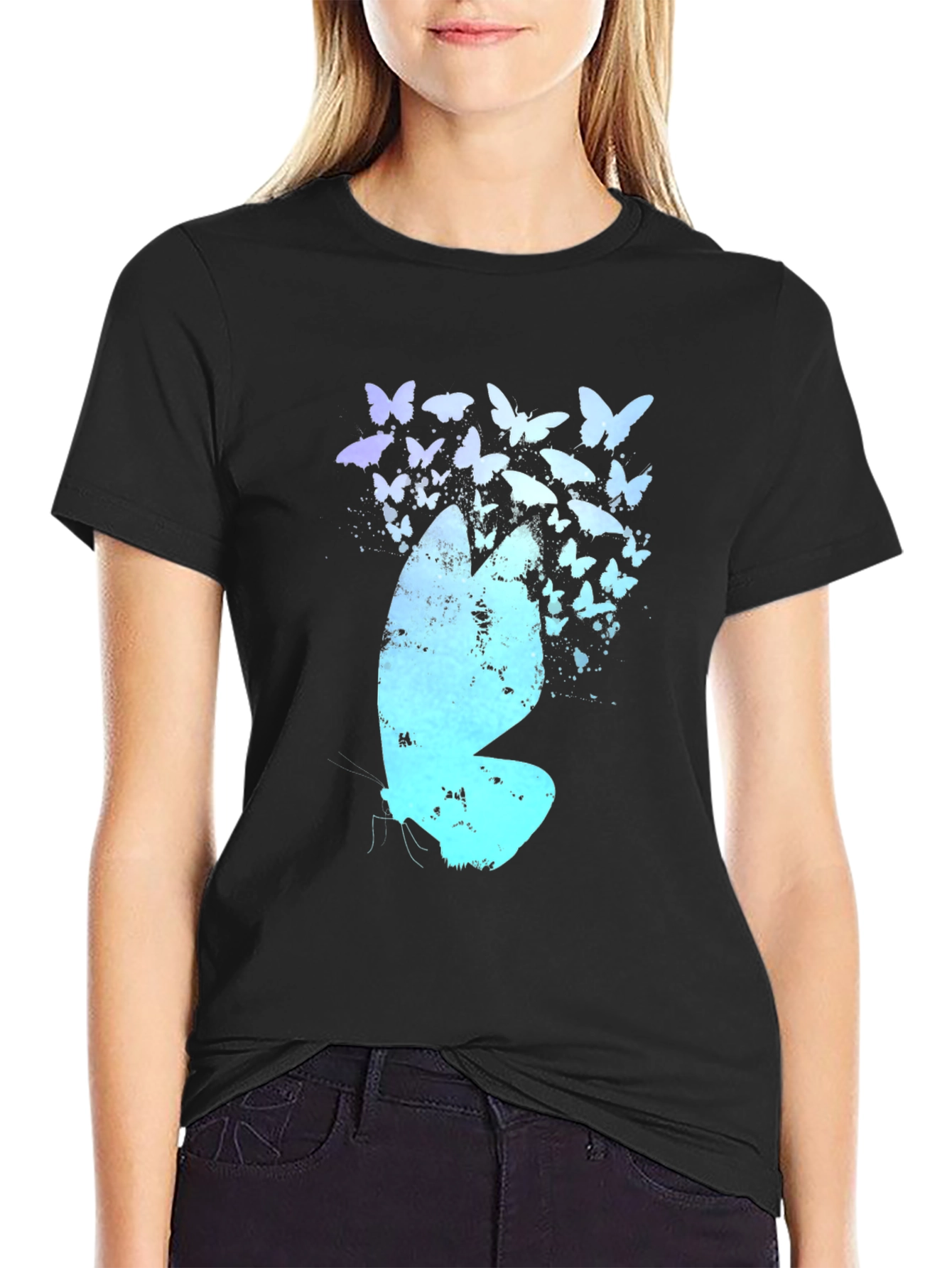 Butterfly Effect Graphic Tee - Black Cotton Blend Shirt