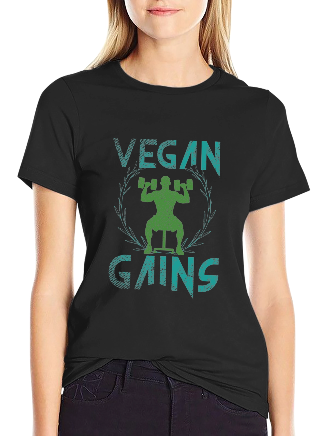 Vegan Gains Graphic Tee - Black