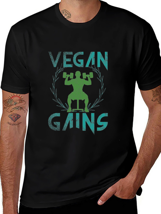 Vegan Gains Graphic Tee - Black