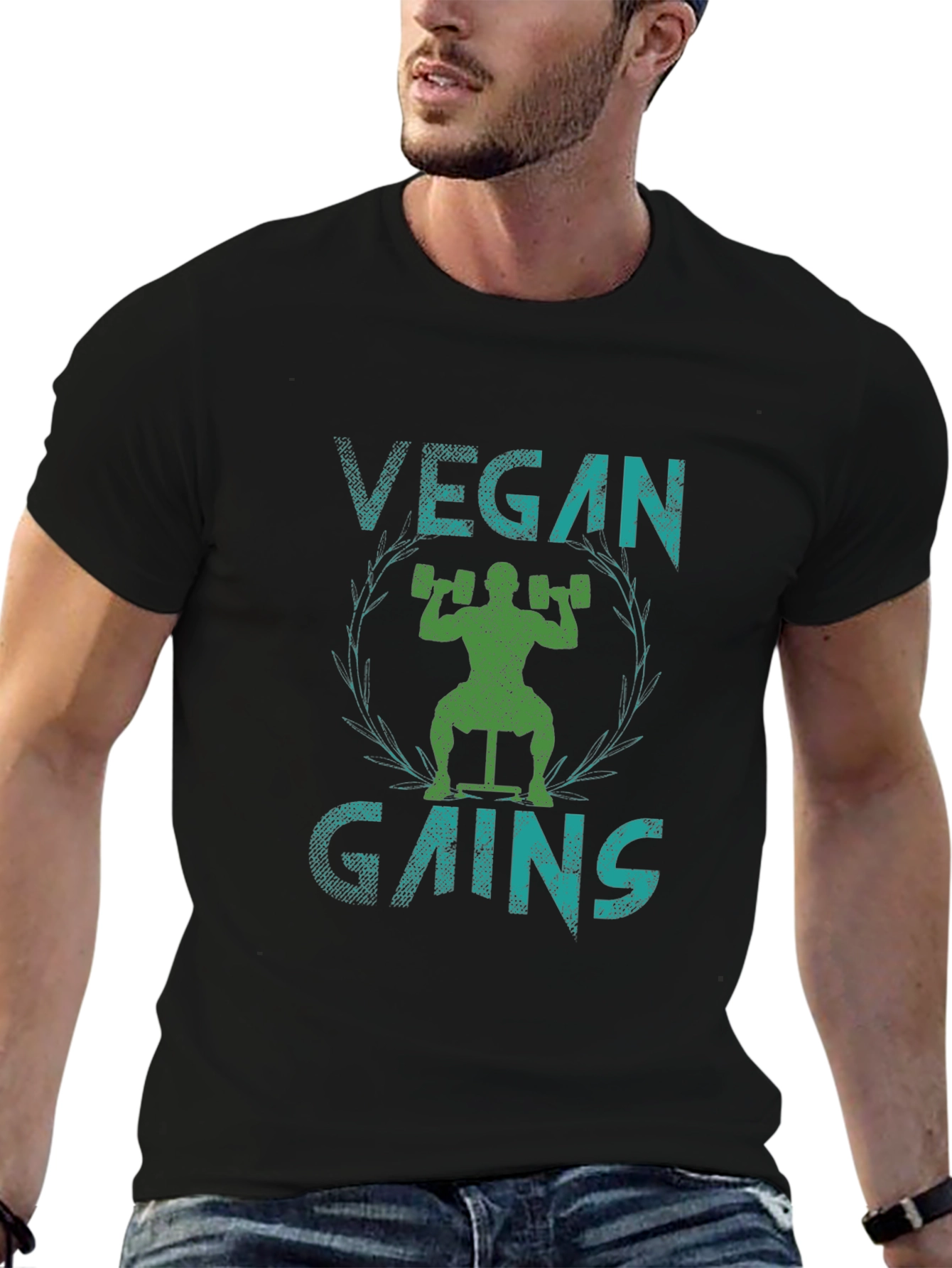 Vegan Gains Graphic Tee - Black