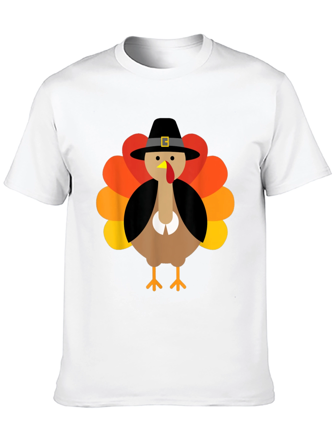 Thanksgiving Turkey Pilgrim Hat Graphic T-Shirt