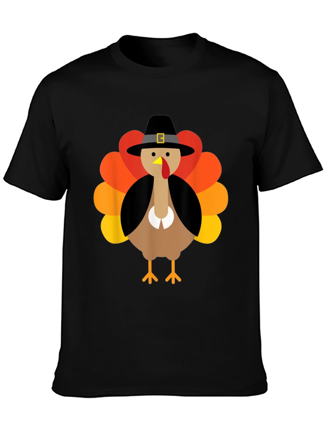 Thanksgiving Turkey Pilgrim Hat Graphic T-Shirt