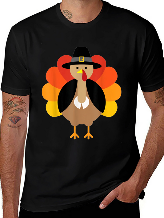 Thanksgiving Turkey Pilgrim Hat Graphic T-Shirt
