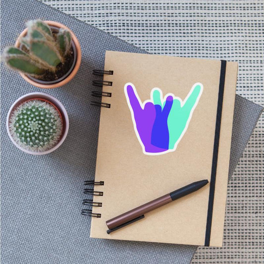 Two heavy metal hard rock horn finger hand gesture