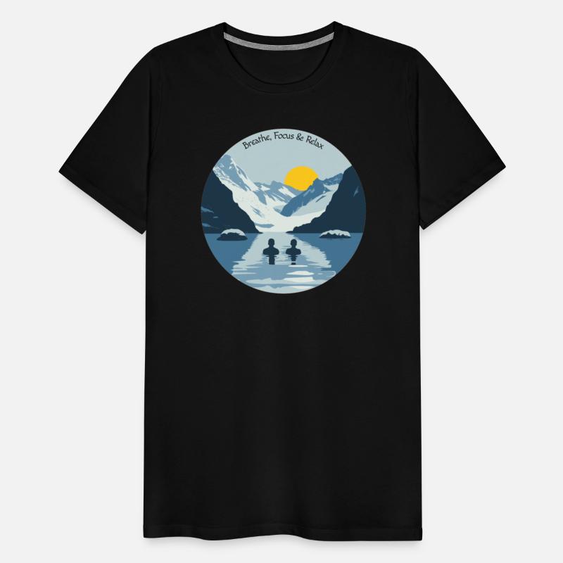 Two people take an ice bath in nature t-shirt