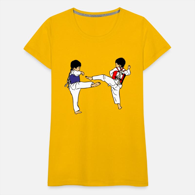 Two taekwondo kids sparring