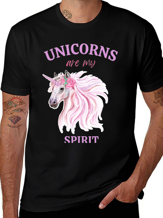 Unicorn Spirit Graphic Tee - Black Cotton T-Shirt