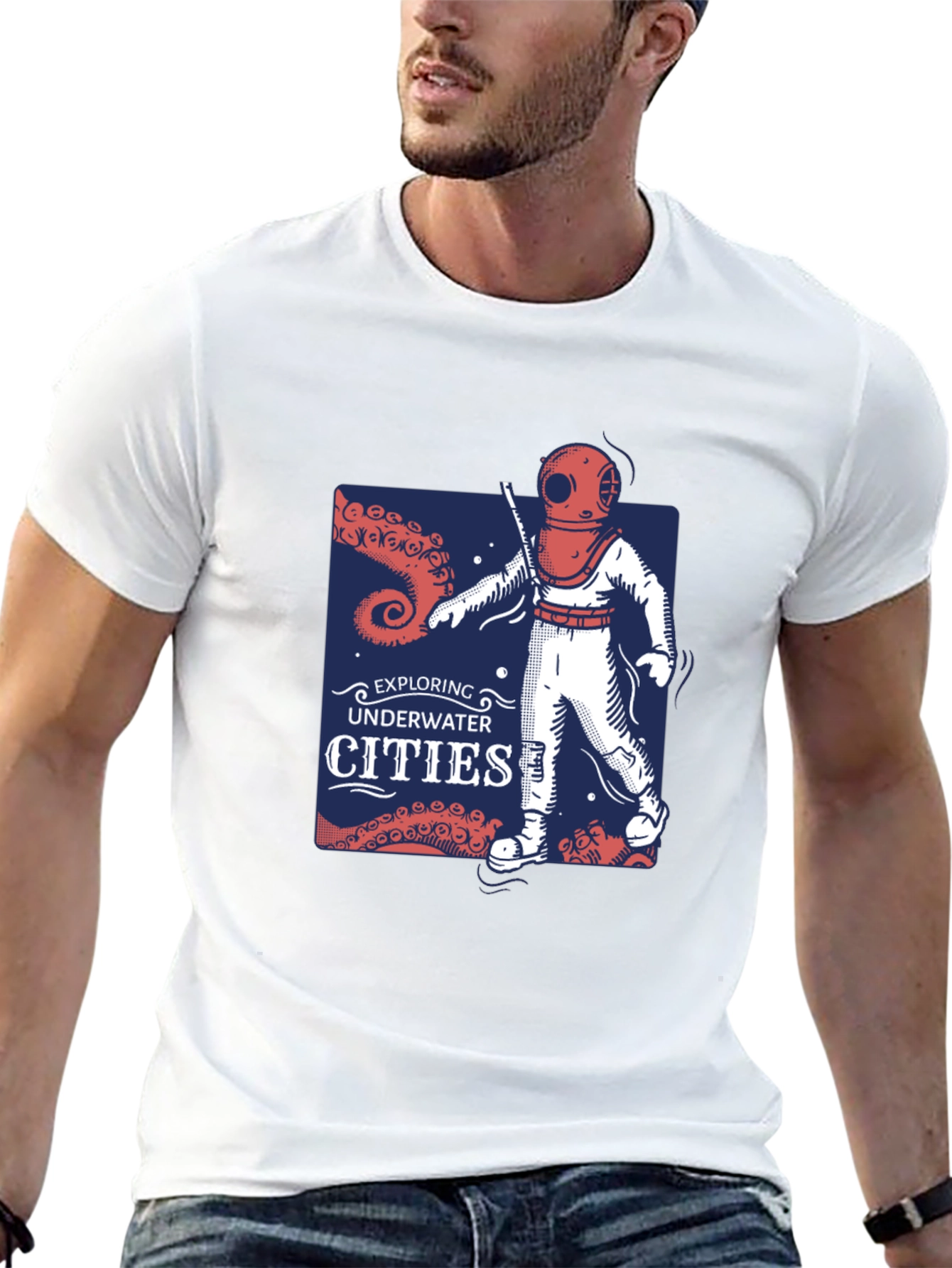 Retro Diver T-Shirt - Exploring Underwater Cities