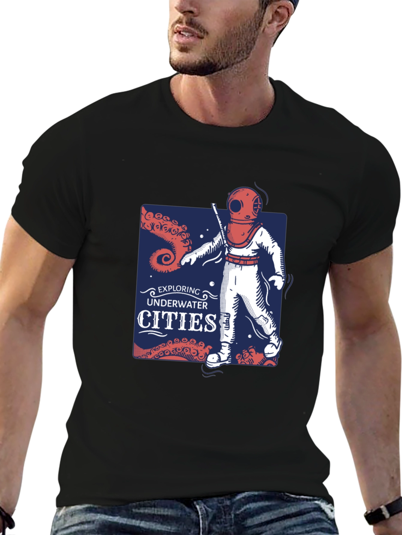 Retro Diver T-Shirt - Exploring Underwater Cities