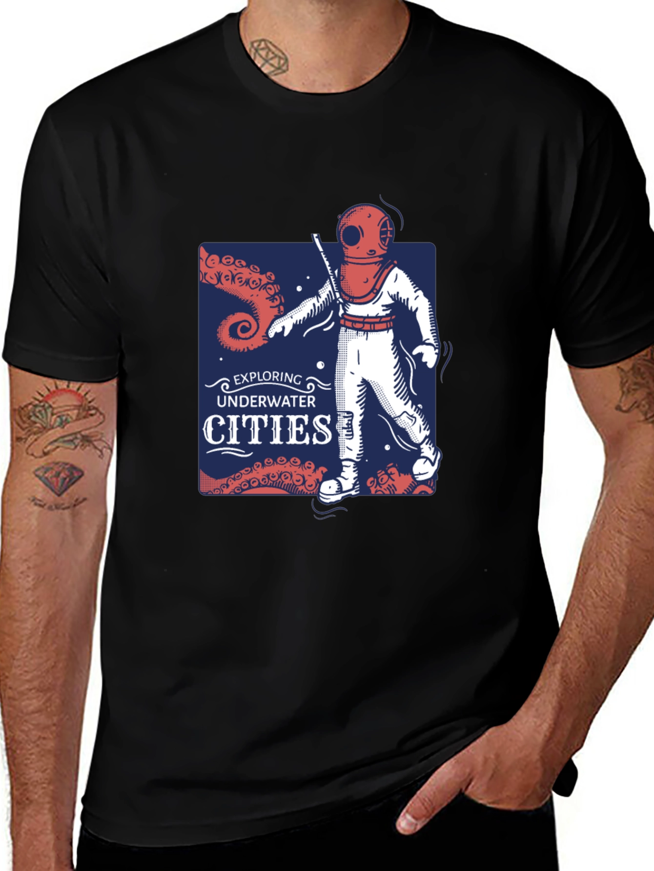 Retro Diver T-Shirt - Exploring Underwater Cities
