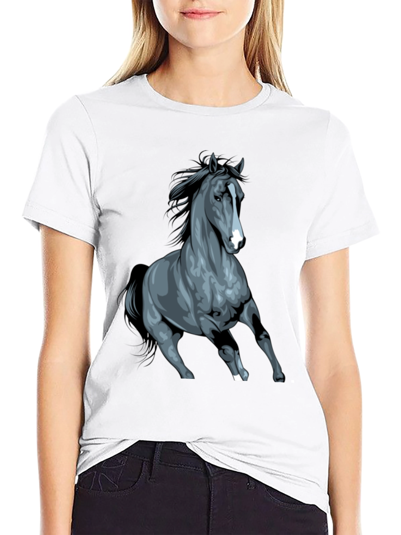 Black Horse Graphic Tee - Stylish Unisex Design