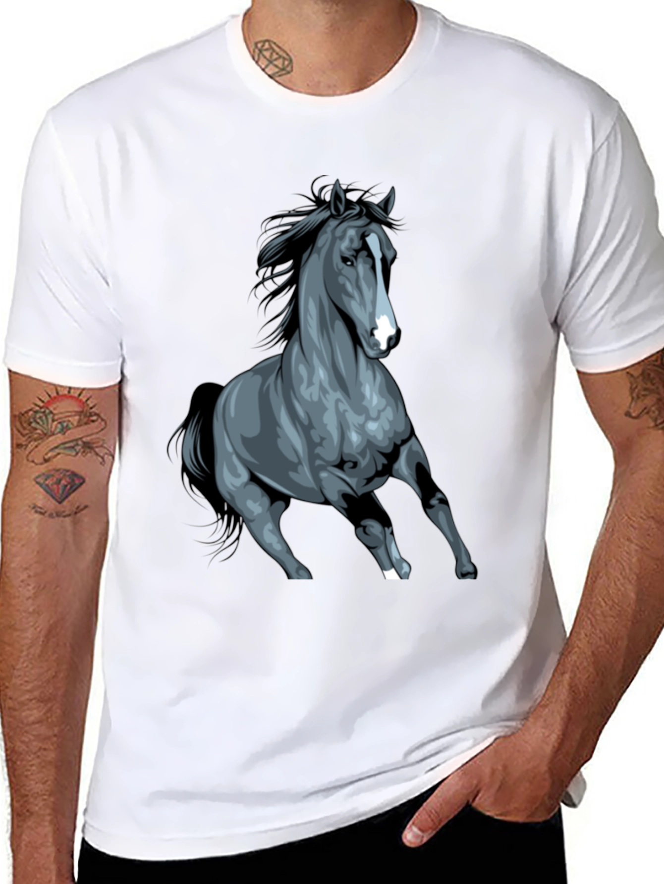 Black Horse Graphic Tee - Stylish Unisex Design