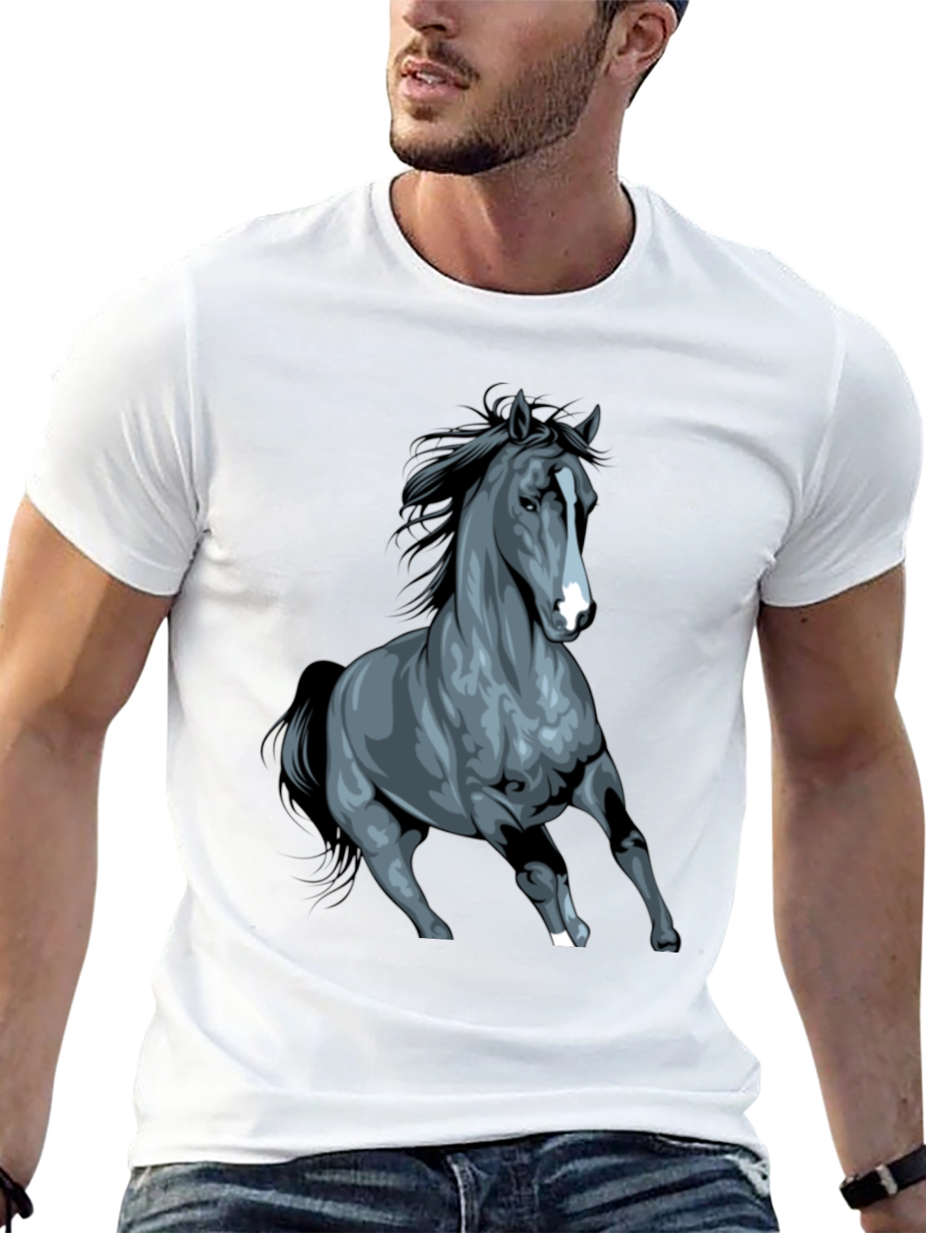 Black Horse Graphic Tee - Stylish Unisex Design