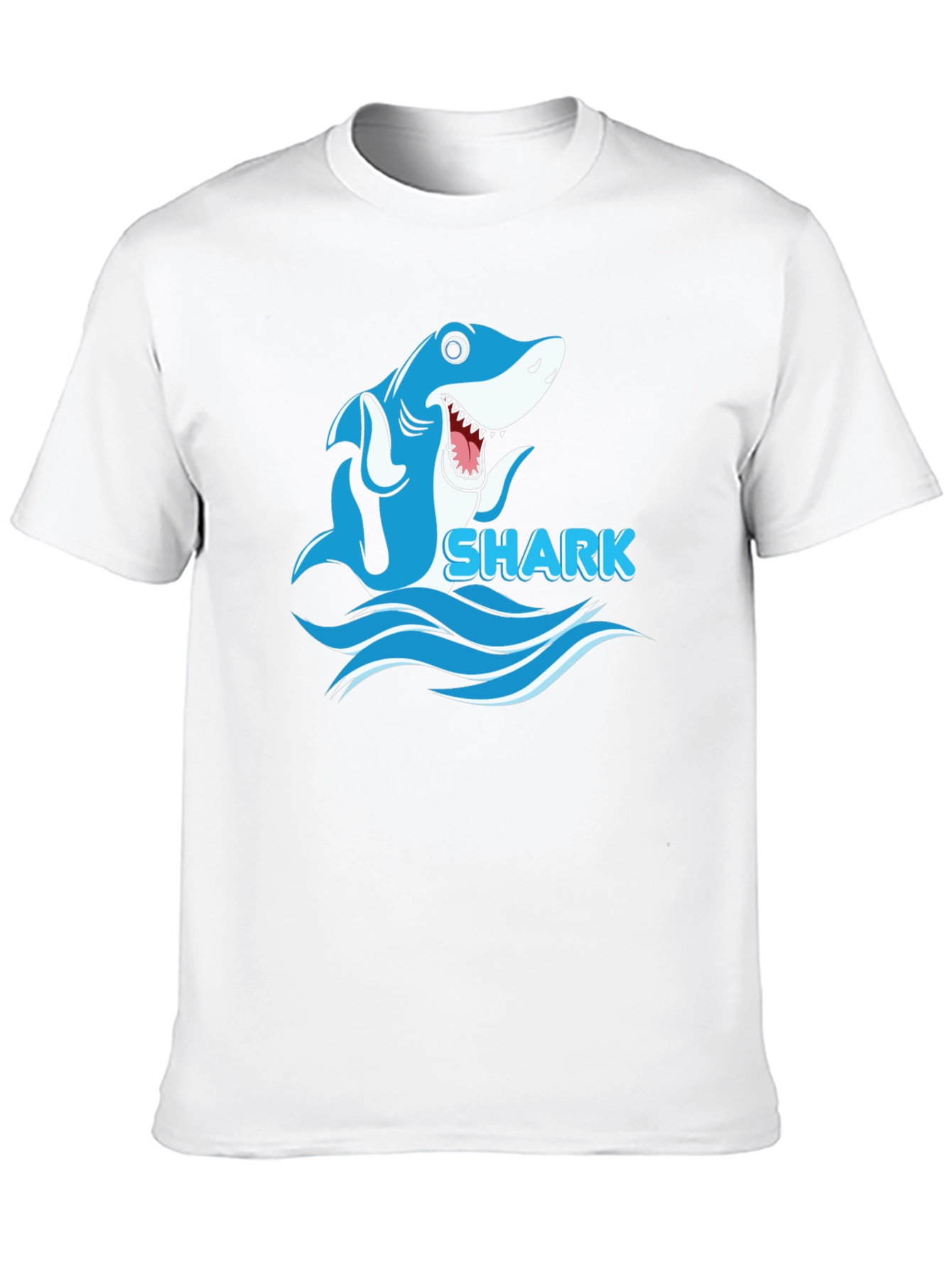 Cartoon Shark Graphic Mens Black T-Shirt