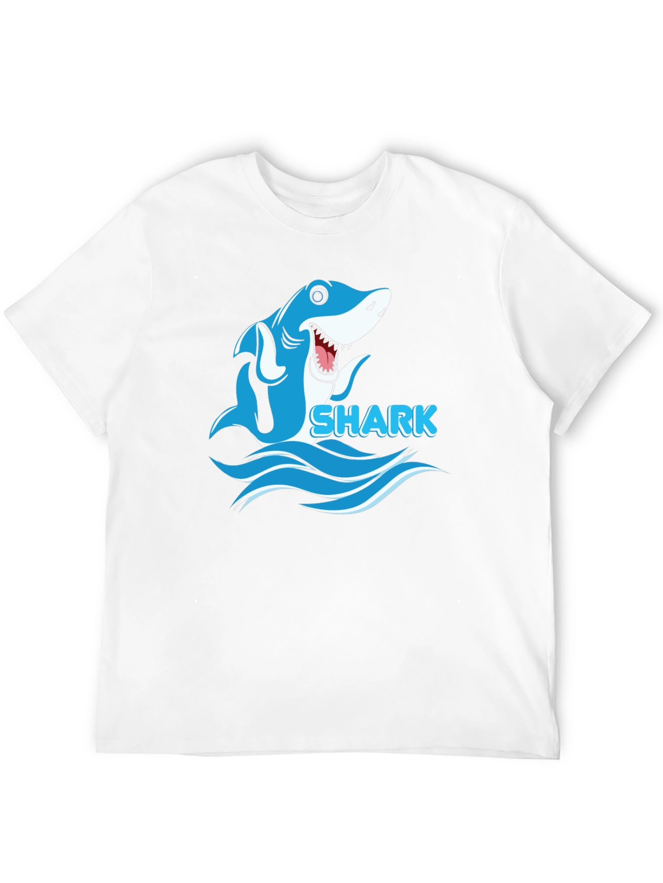 Cartoon Shark Graphic Mens Black T-Shirt