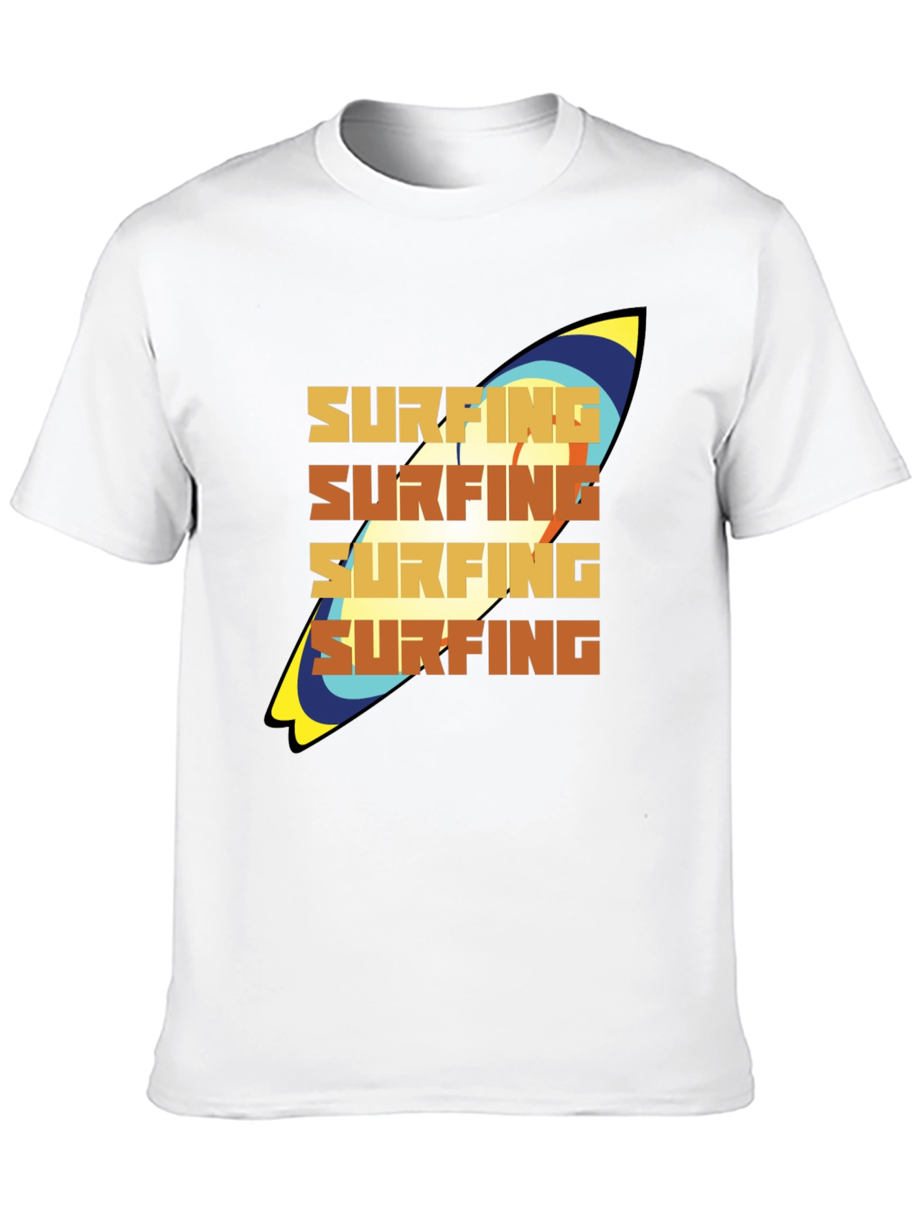 Surfing T-Shirt: Retro Surfboard Design Soft Cotton Tee
