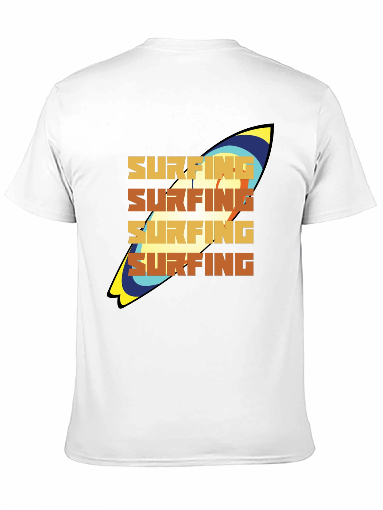 Surfing T-Shirt: Retro Surfboard Design Soft Cotton Tee