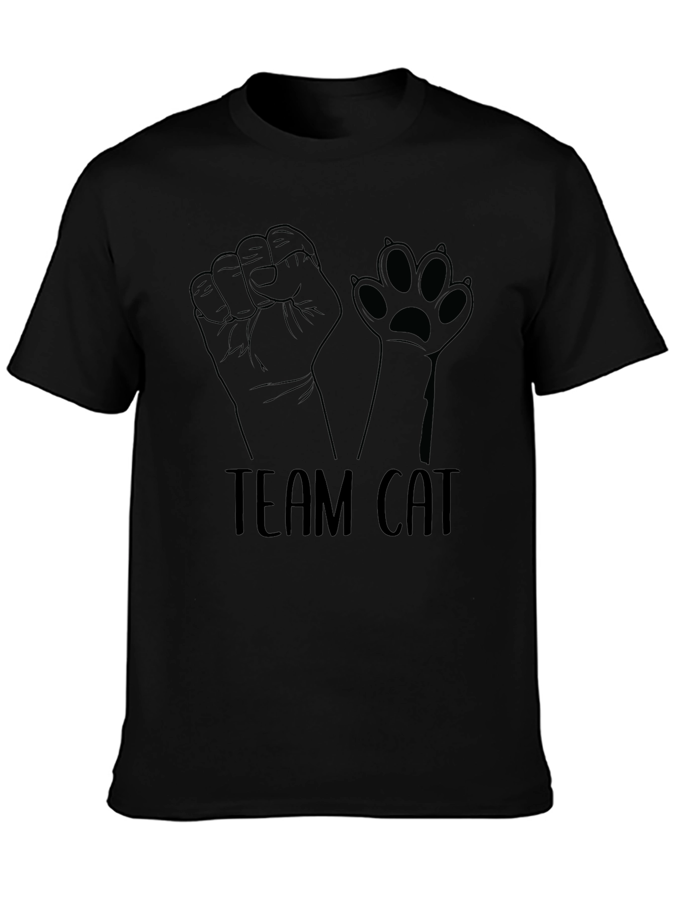 Team Cat Graphic T-Shirt - Black Cotton Tee