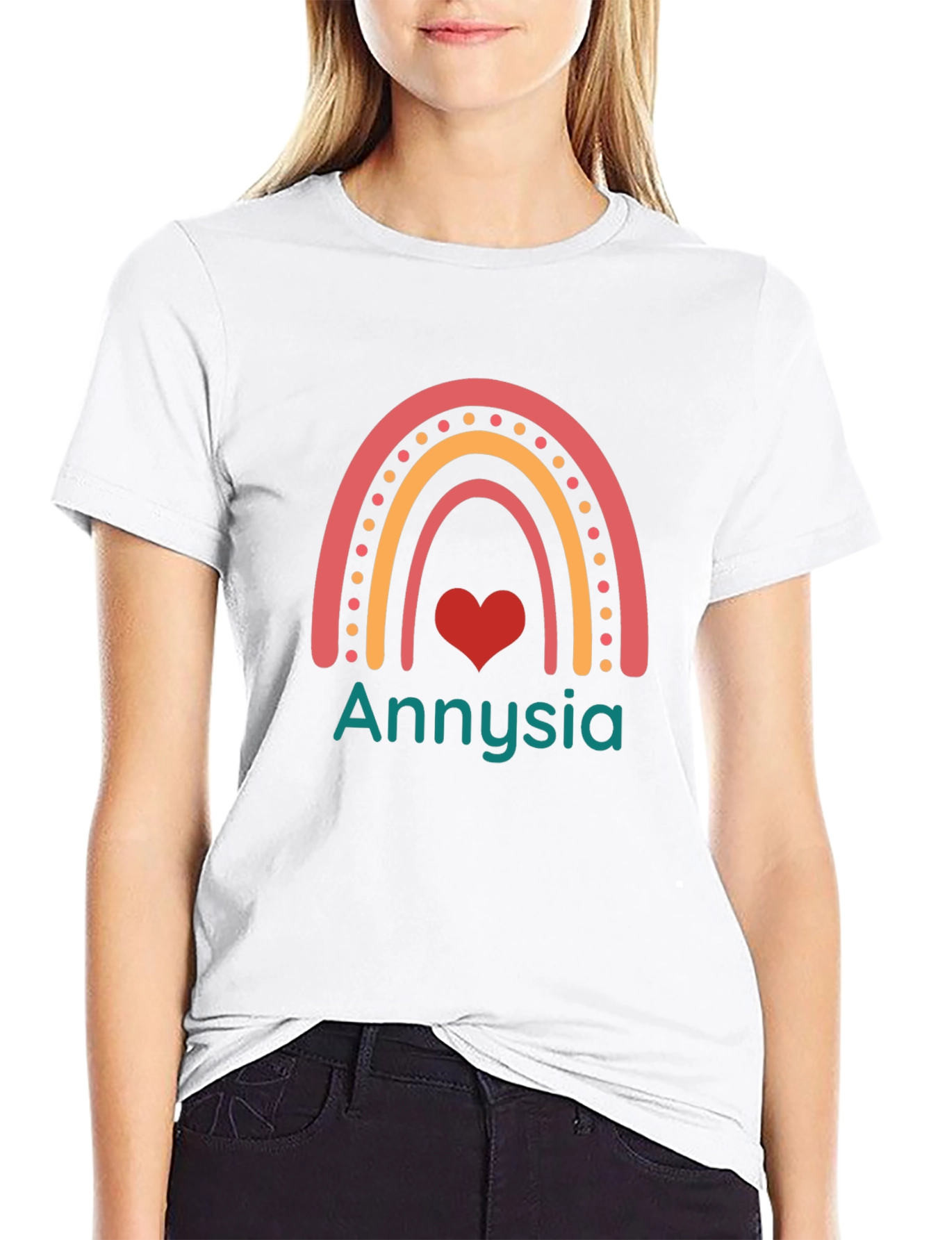 Annyisa Rainbow Heart Graphic Tee - Black