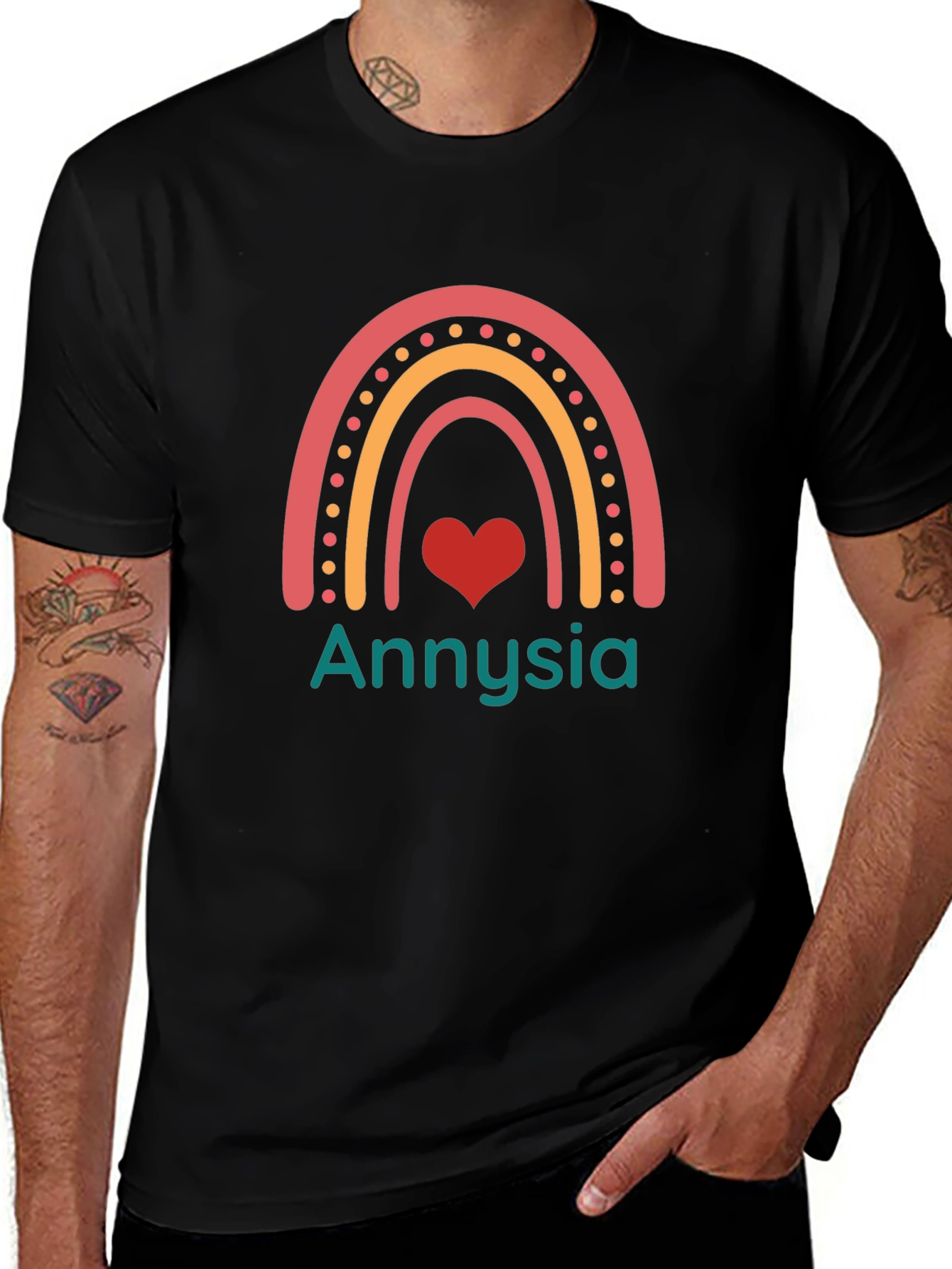 Annyisa Rainbow Heart Graphic Tee - Black