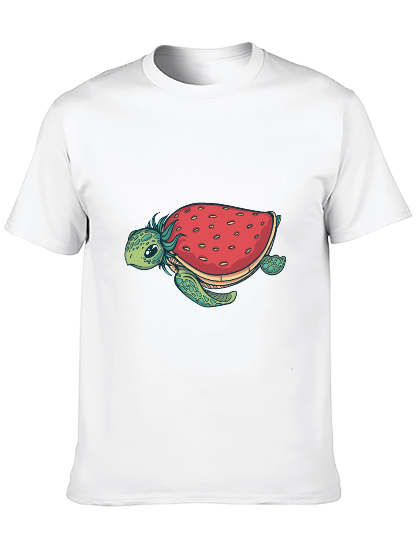 Strawberry Turtle Graphic Tee - Black Cotton Blend