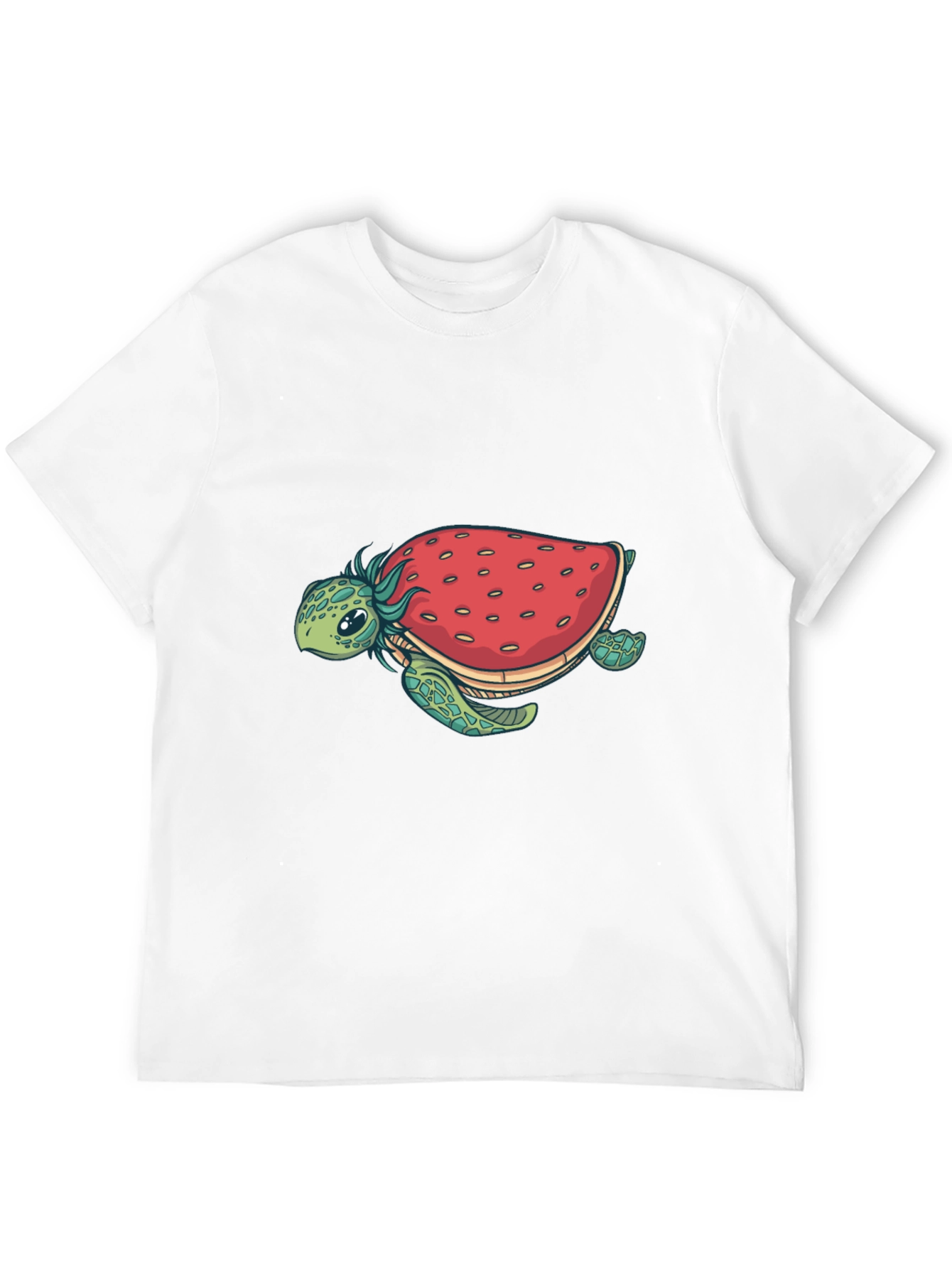 Strawberry Turtle Graphic Tee - Black Cotton Blend