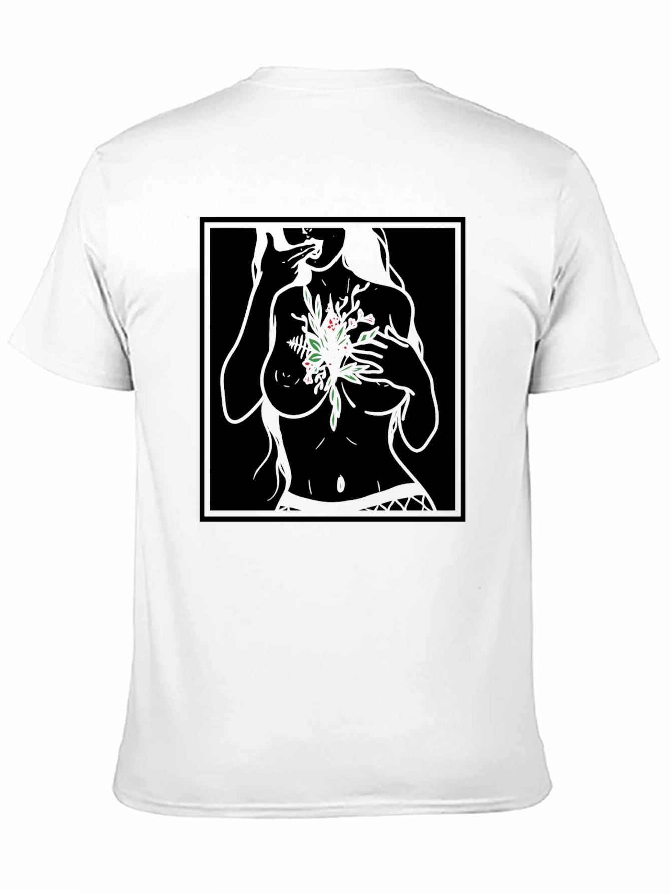 Botanical Woman Graphic Black T-Shirt