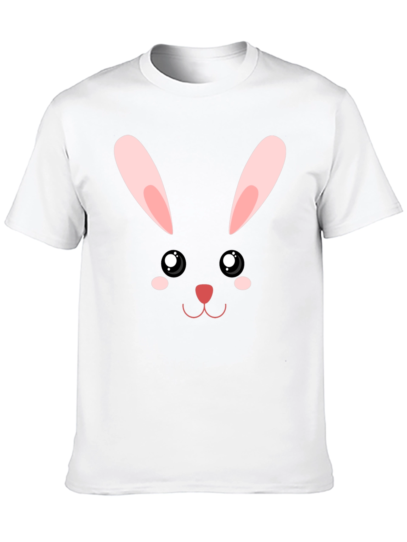 Cute Bunny Face Graphic T-Shirt - Black