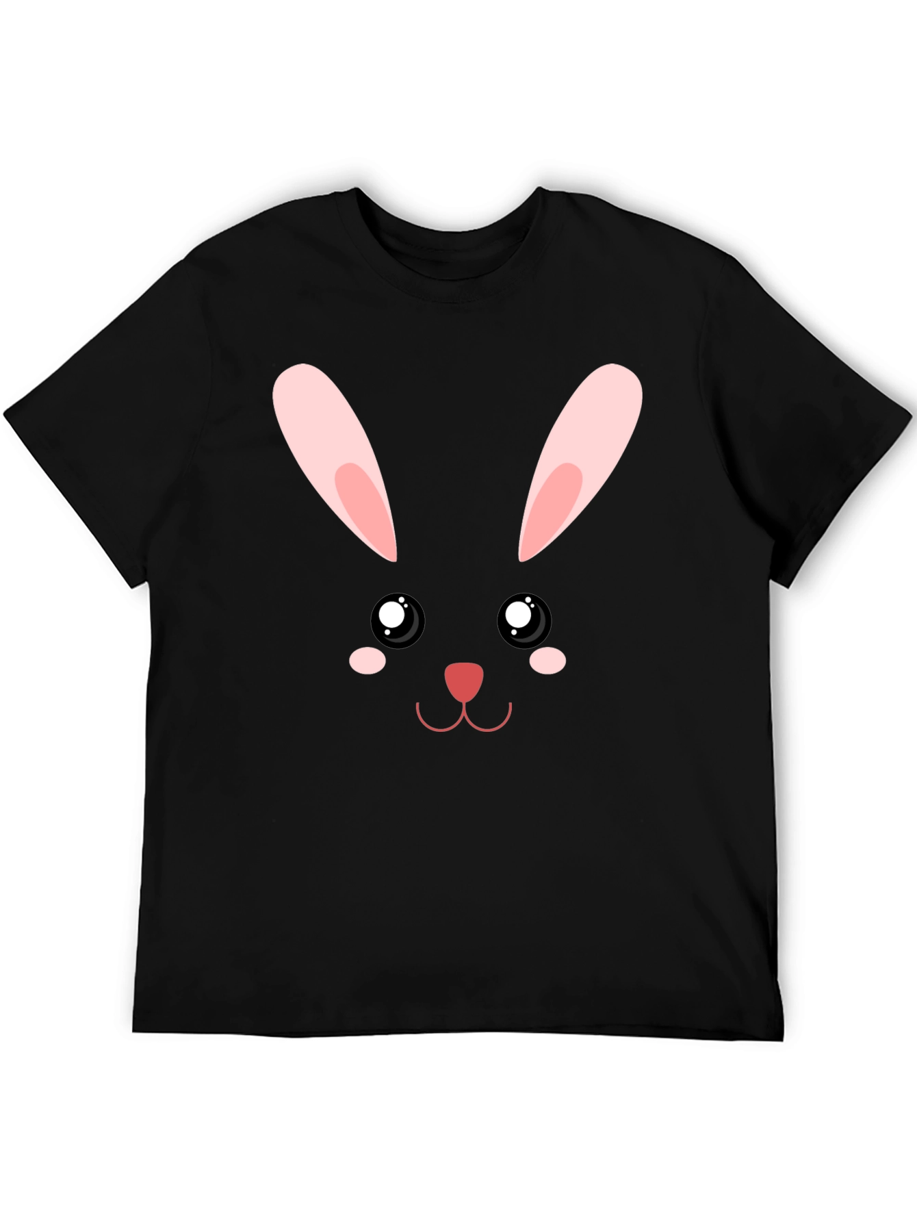 Cute Bunny Face Graphic T-Shirt - Black