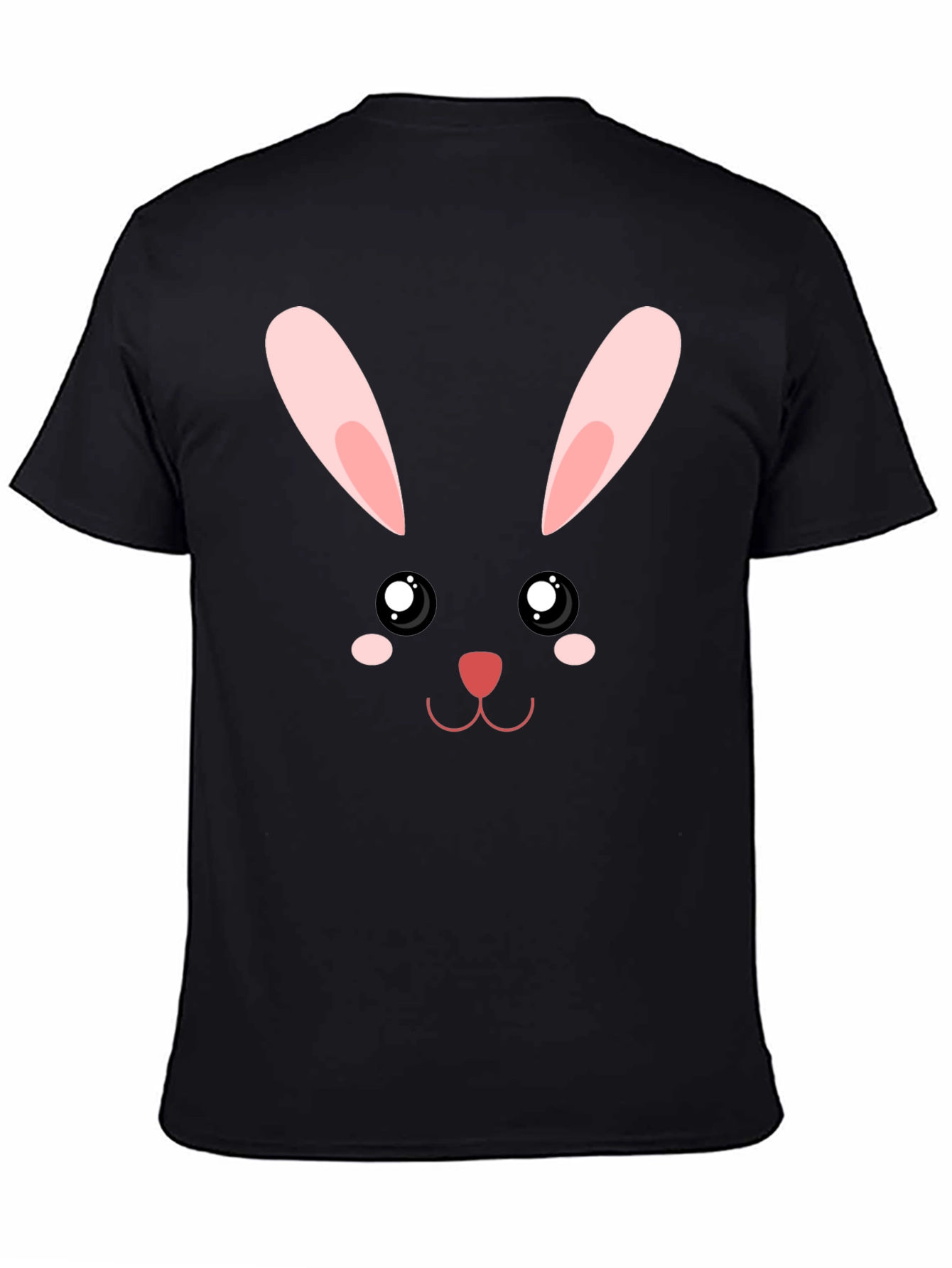 Cute Bunny Face Graphic T-Shirt - Black