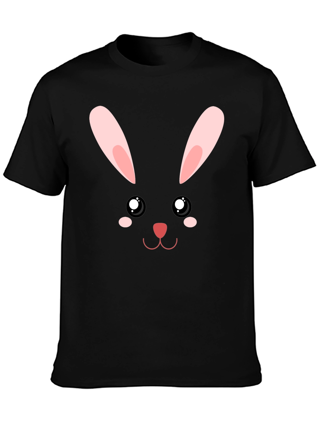 Cute Bunny Face Graphic T-Shirt - Black