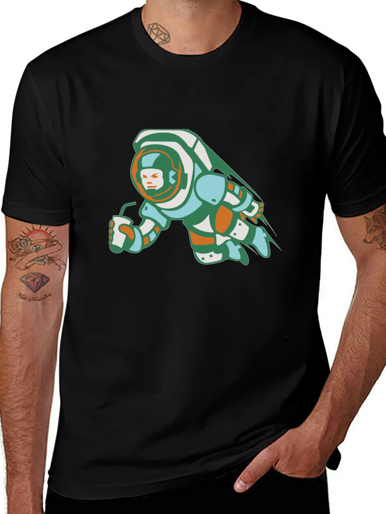 Astronaut Sipping Graphic Tee - Black